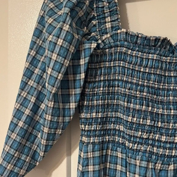 Ganni designer Blue Plaid Women's Dress - Picture 4 of 9